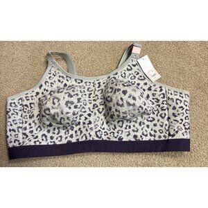 Cacique bra Purple Grey Leopard Cotton UL NW scoop wireless Size 48DD